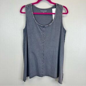 Soft Surroundings Womens M NWT Gray Studded Cotton Tank Top Rocker Boho Indie